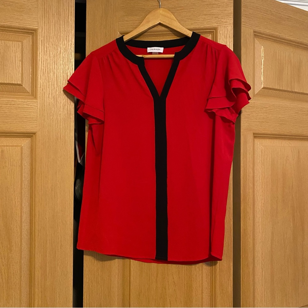 Large red and black dress shirt